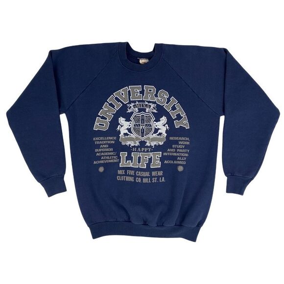 Vintage 90s University Life Crewneck Sweatshirt Crest Downtown Los Angeles - Picture 1 of 4